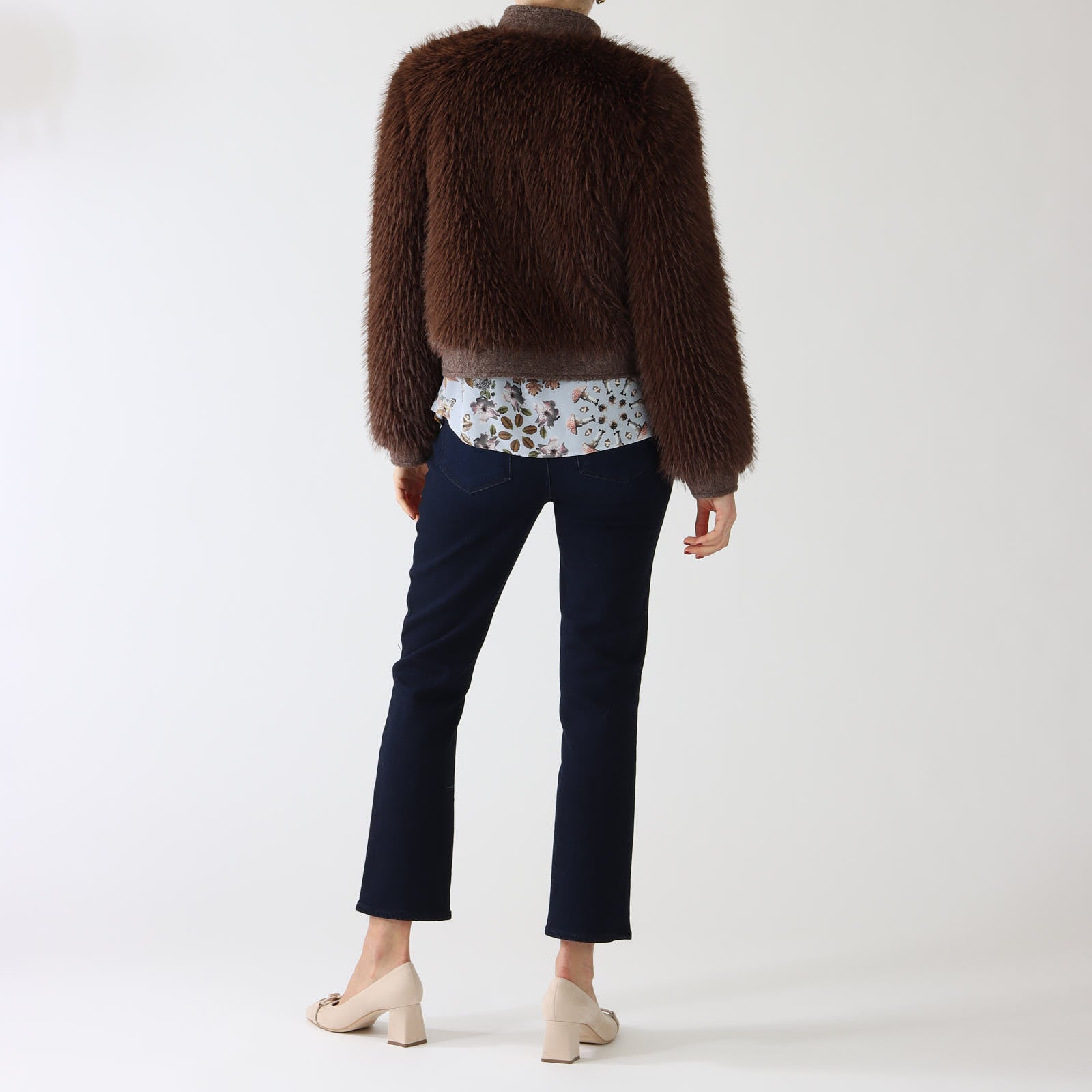 Deep Wood Faux Fur Bomber Jacket