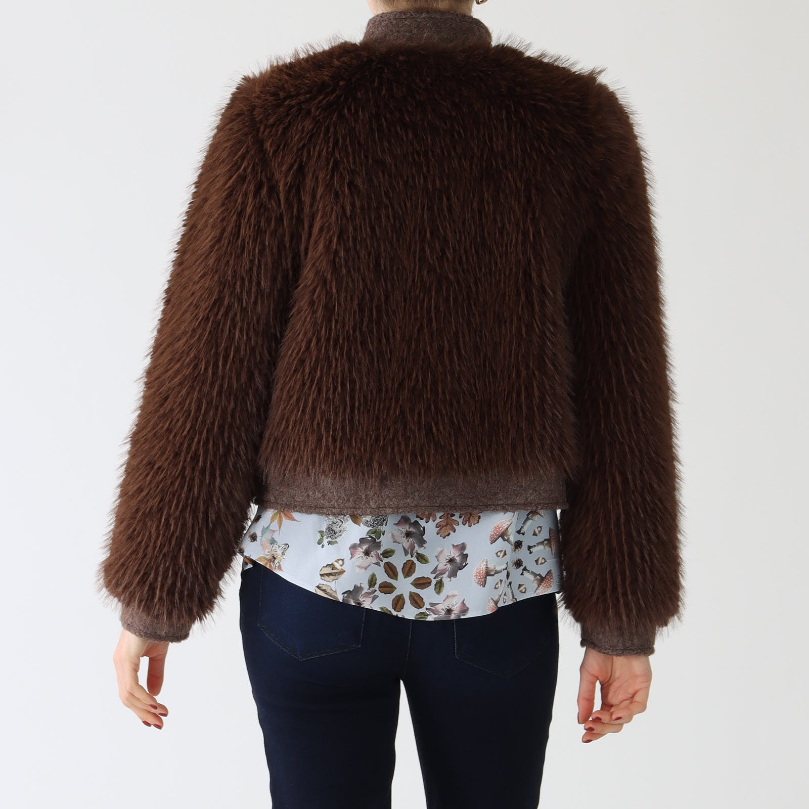 Deep Wood Faux Fur Bomber Jacket