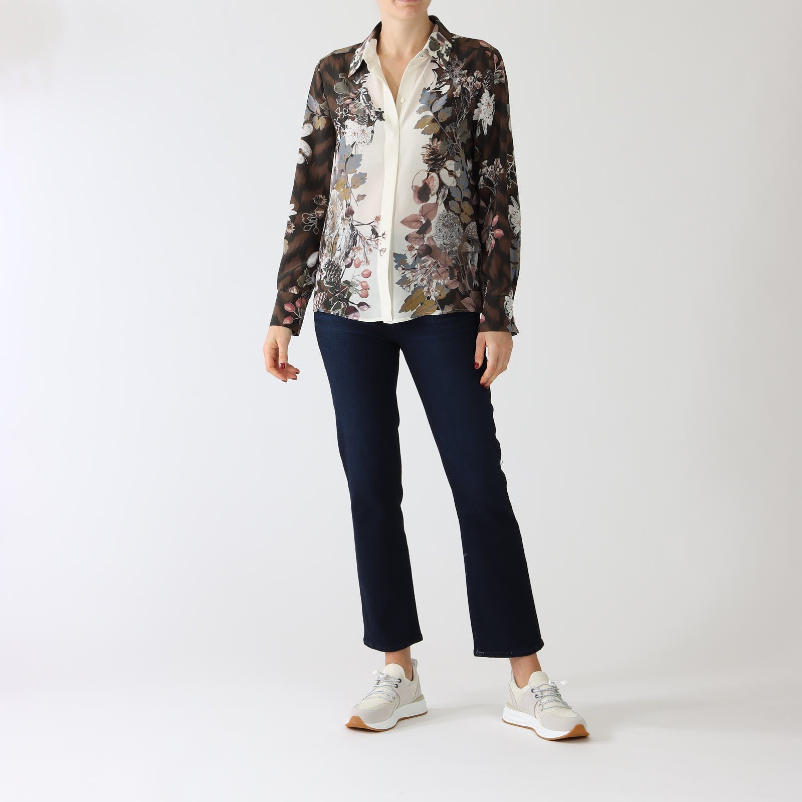 Deep Wood Printed Silk Shirt