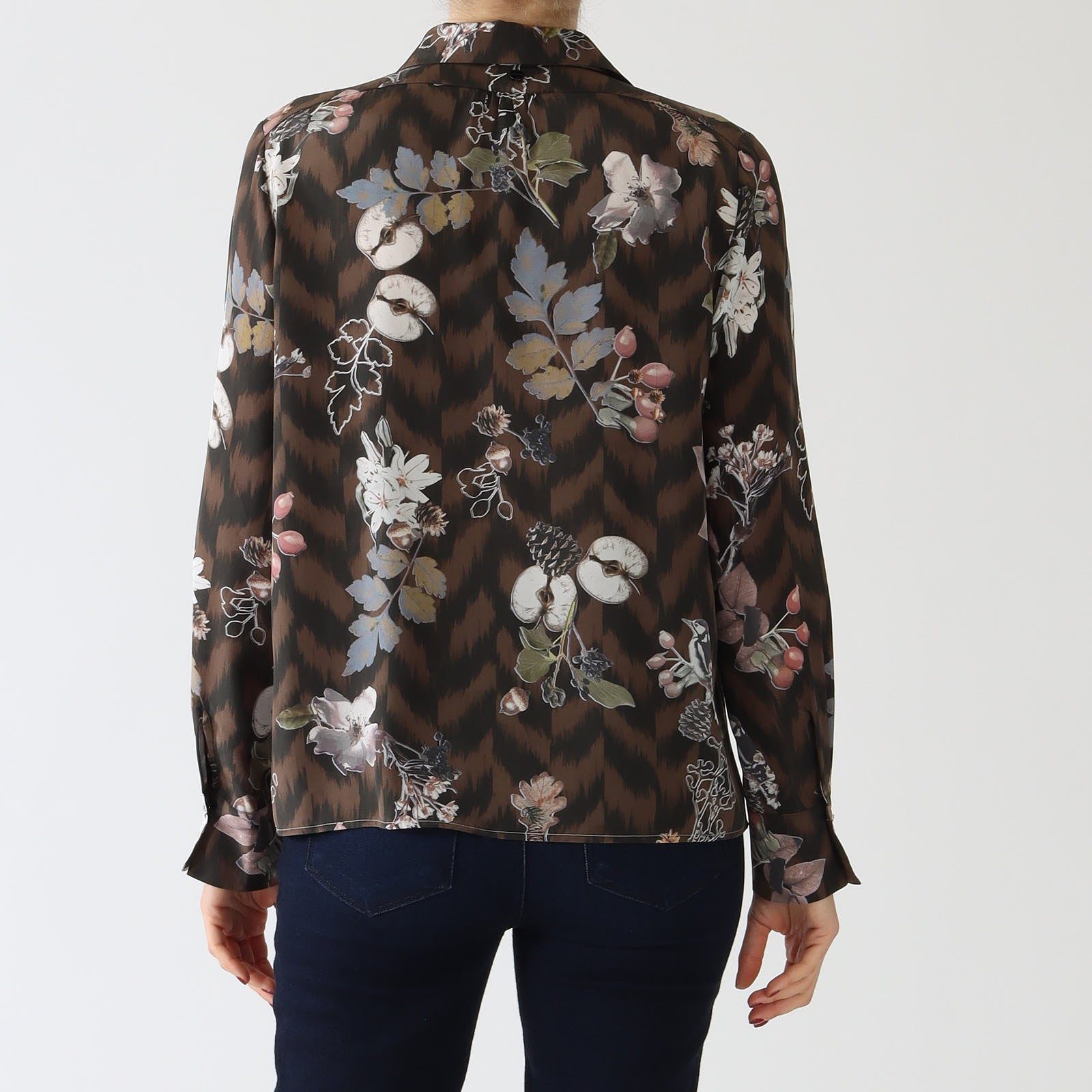 Deep Wood Printed Silk Shirt