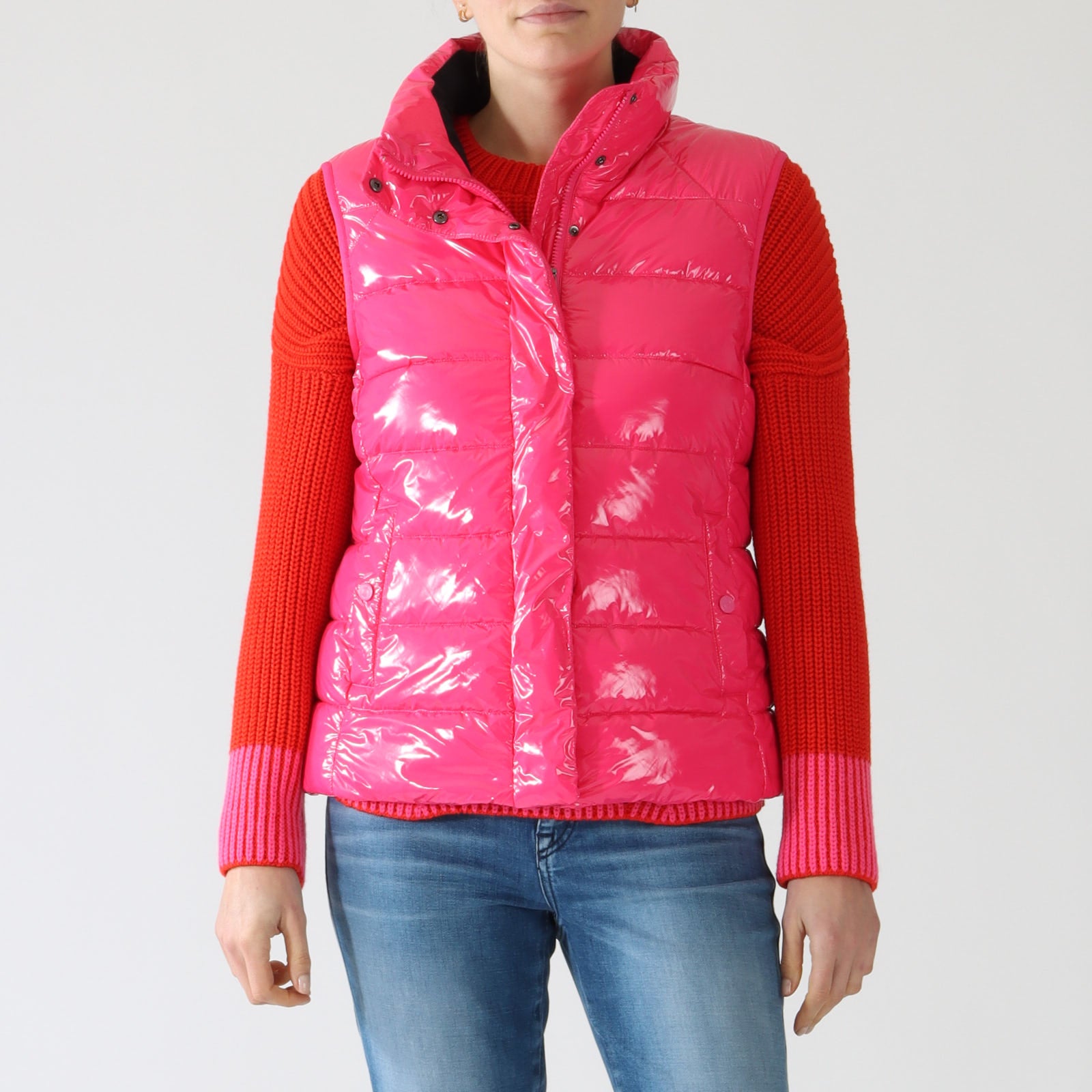 Dragon Fruit Glossy Puffer Gilet