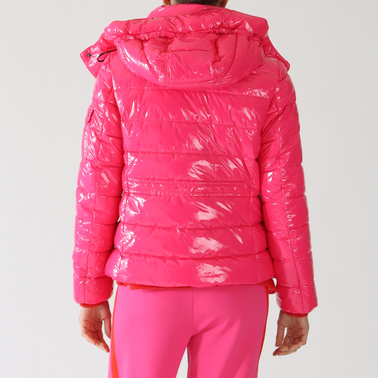 Dragon Fruit Glossy Puffer Jacket