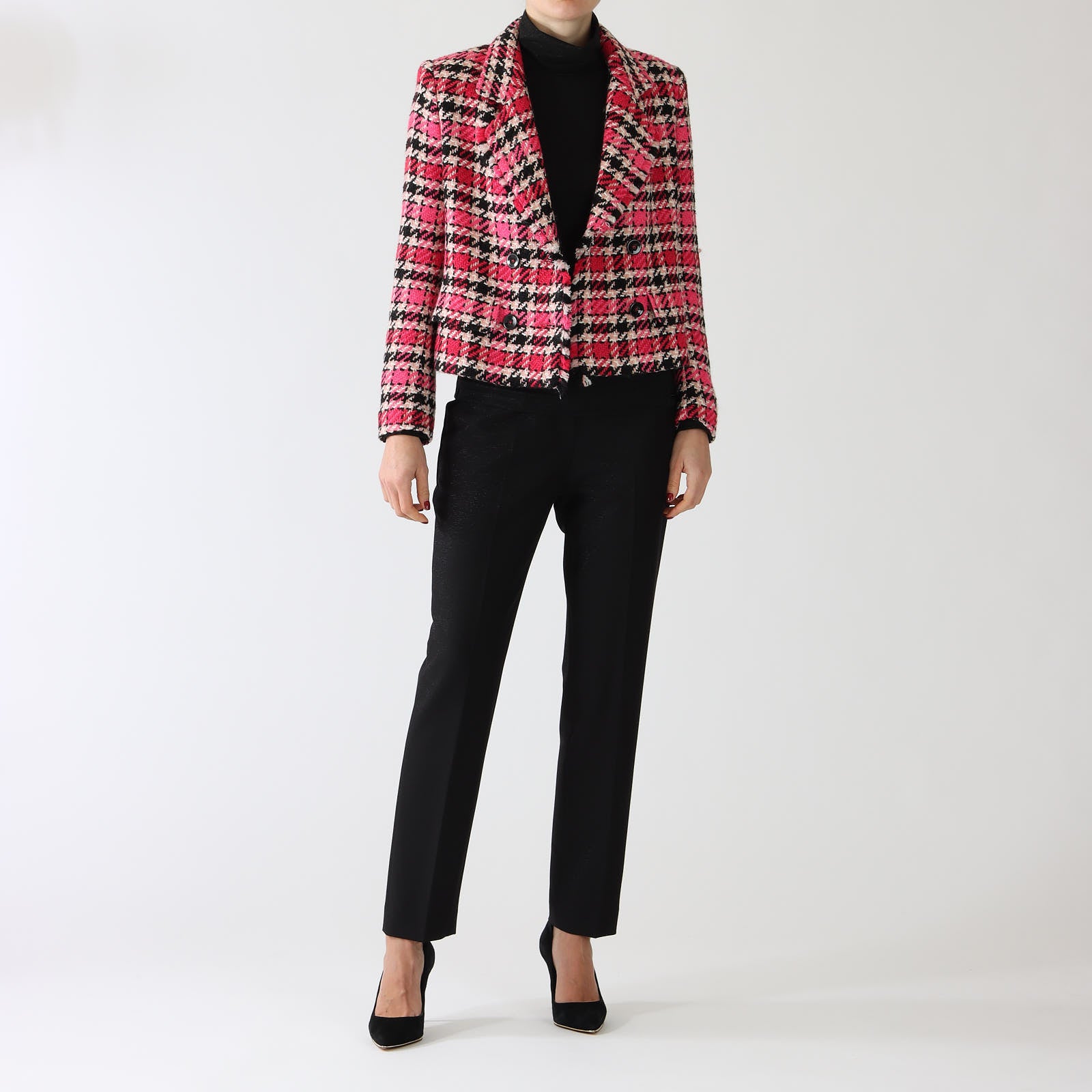 Dragon Fruit Kora Print Wool Blend Boxy Blazer