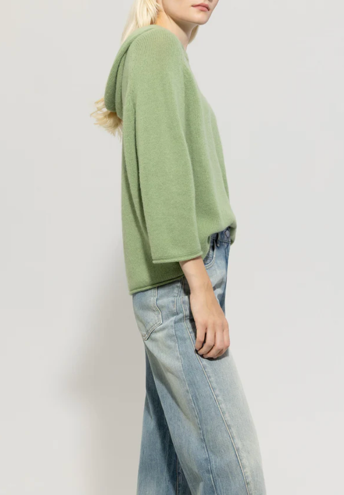 Easy Green Wool & Cashmere Hooded Sweater