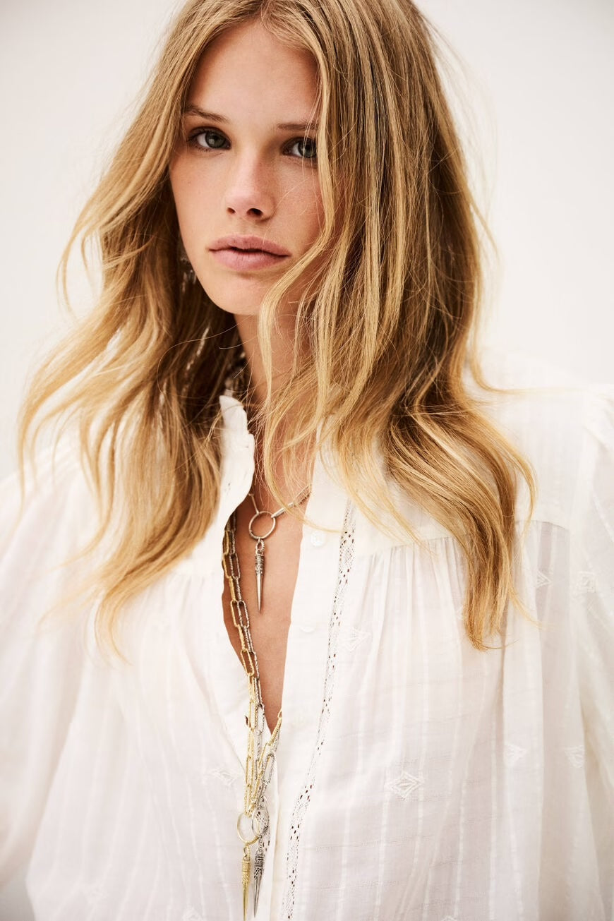 Ecru Melody Cotton Blend Blouse