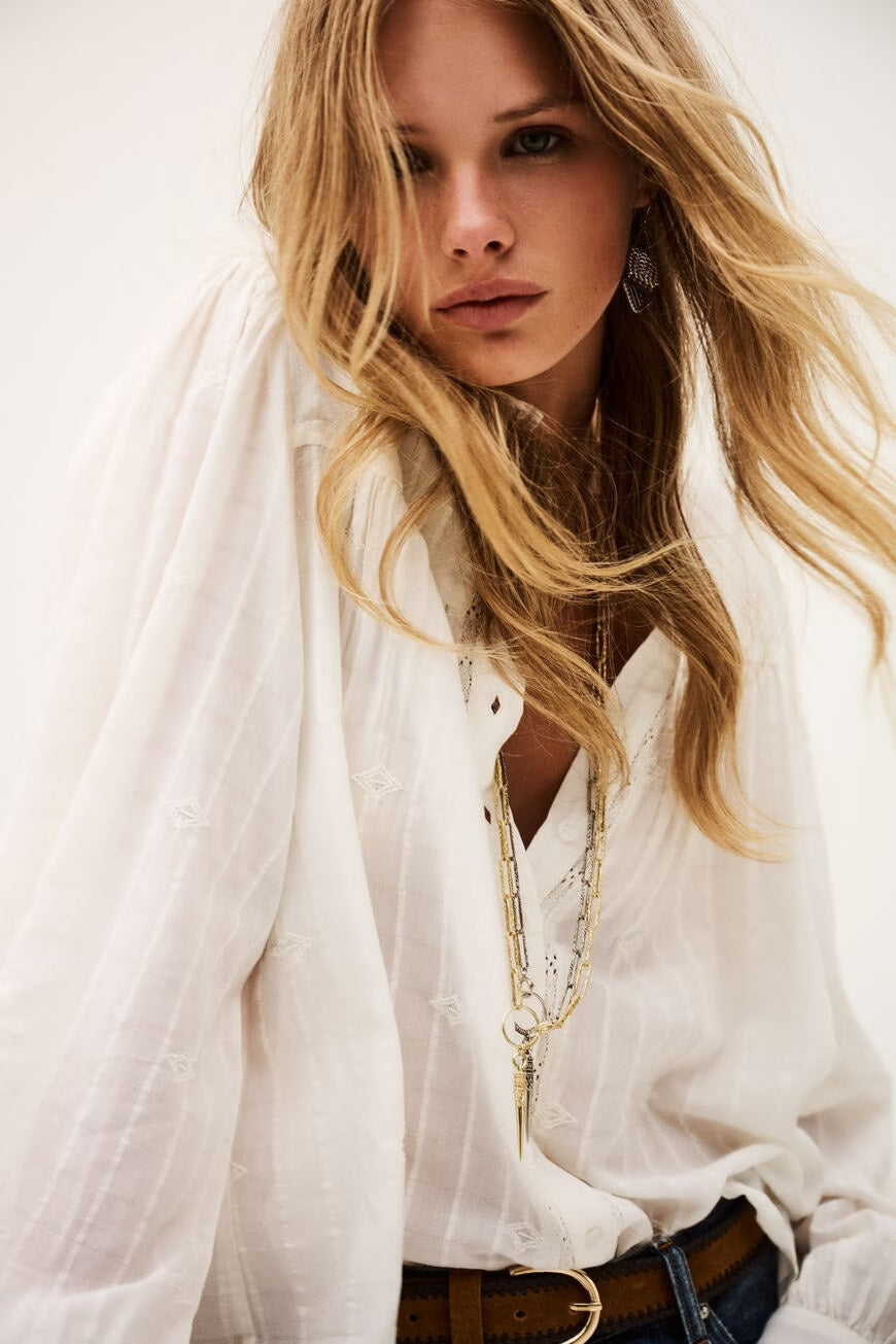 Ecru Melody Cotton Blend Blouse