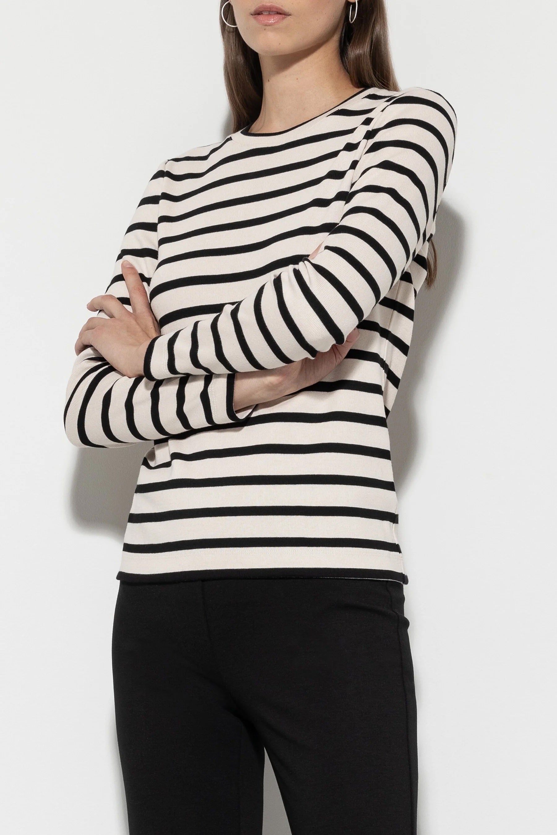 Eggshell & Black Striped T-Shirt