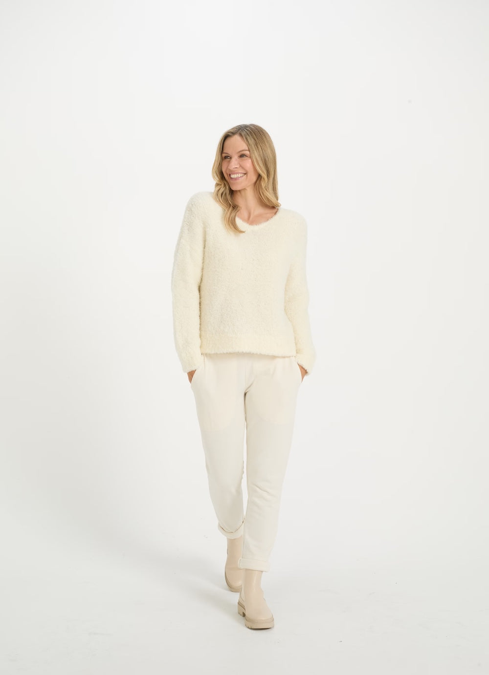 Eggshell Gia Wool Blend Sweater