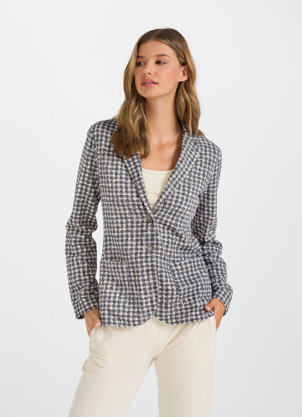 Eggshell Mabel Check Blazer