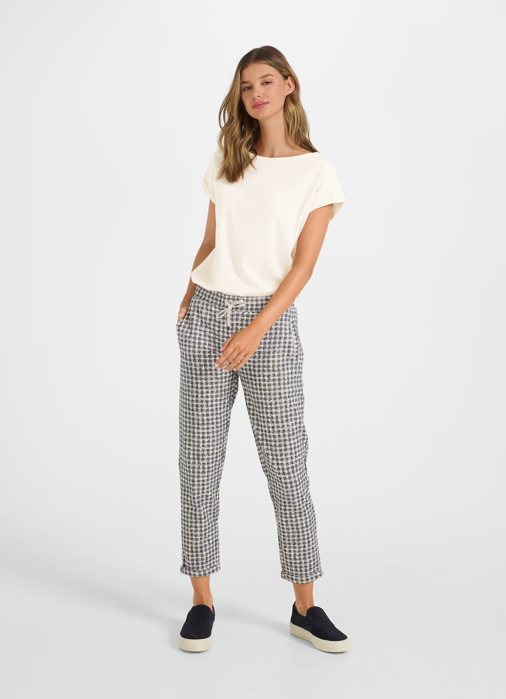 Eggshell Margie Check Sweatpants