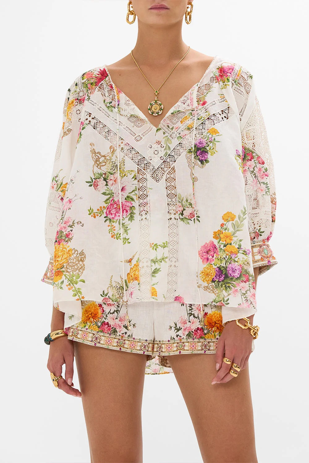 Egyptian Rose Raglan Sleeve Blouse