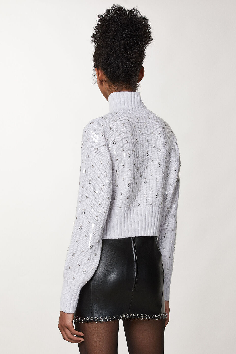 Eldorado White Sequined Polo Neck Sweater