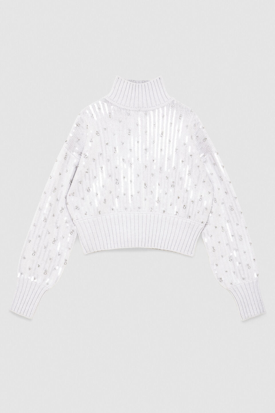 Eldorado White Sequined Polo Neck Sweater