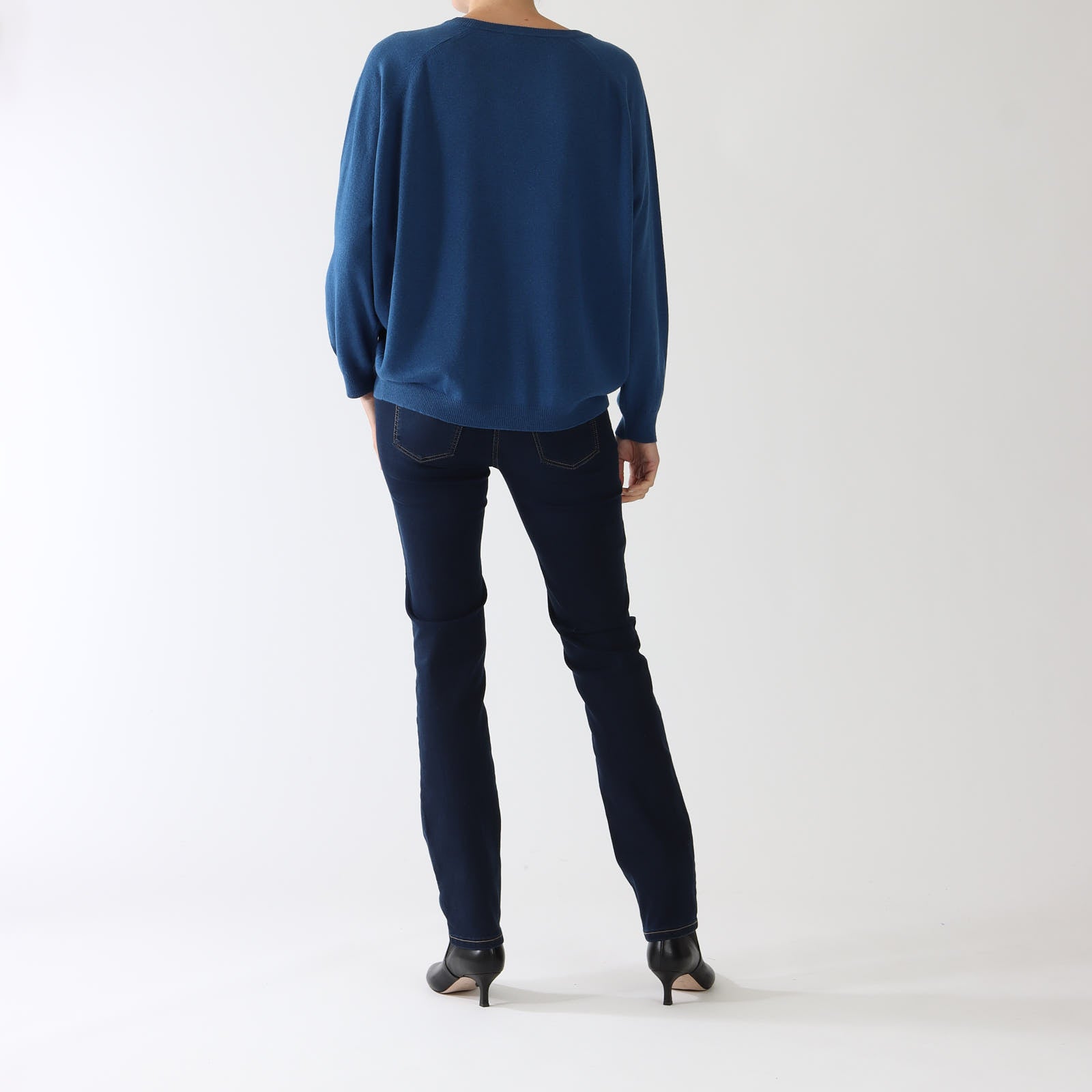 Electric Blue Wool, Silk & Cashmere Blend Sweater