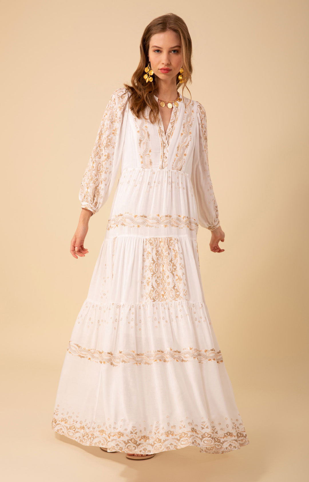 Emery Ivory Embroidered Maxi Dress