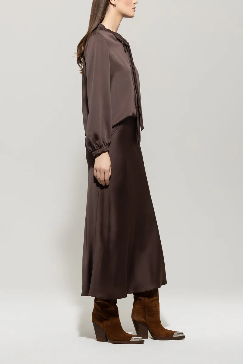 Espresso Light Bias Cut Midi Skirt