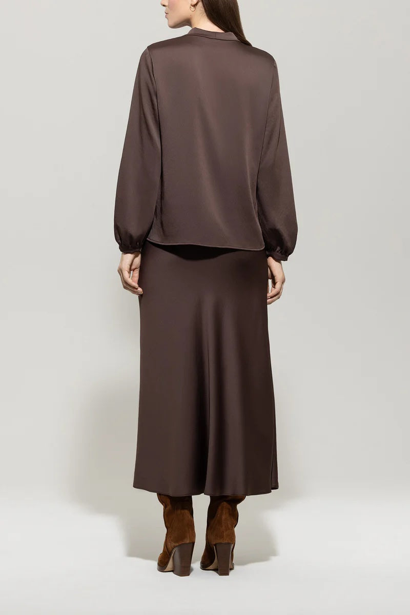 Espresso Light Bias Cut Midi Skirt