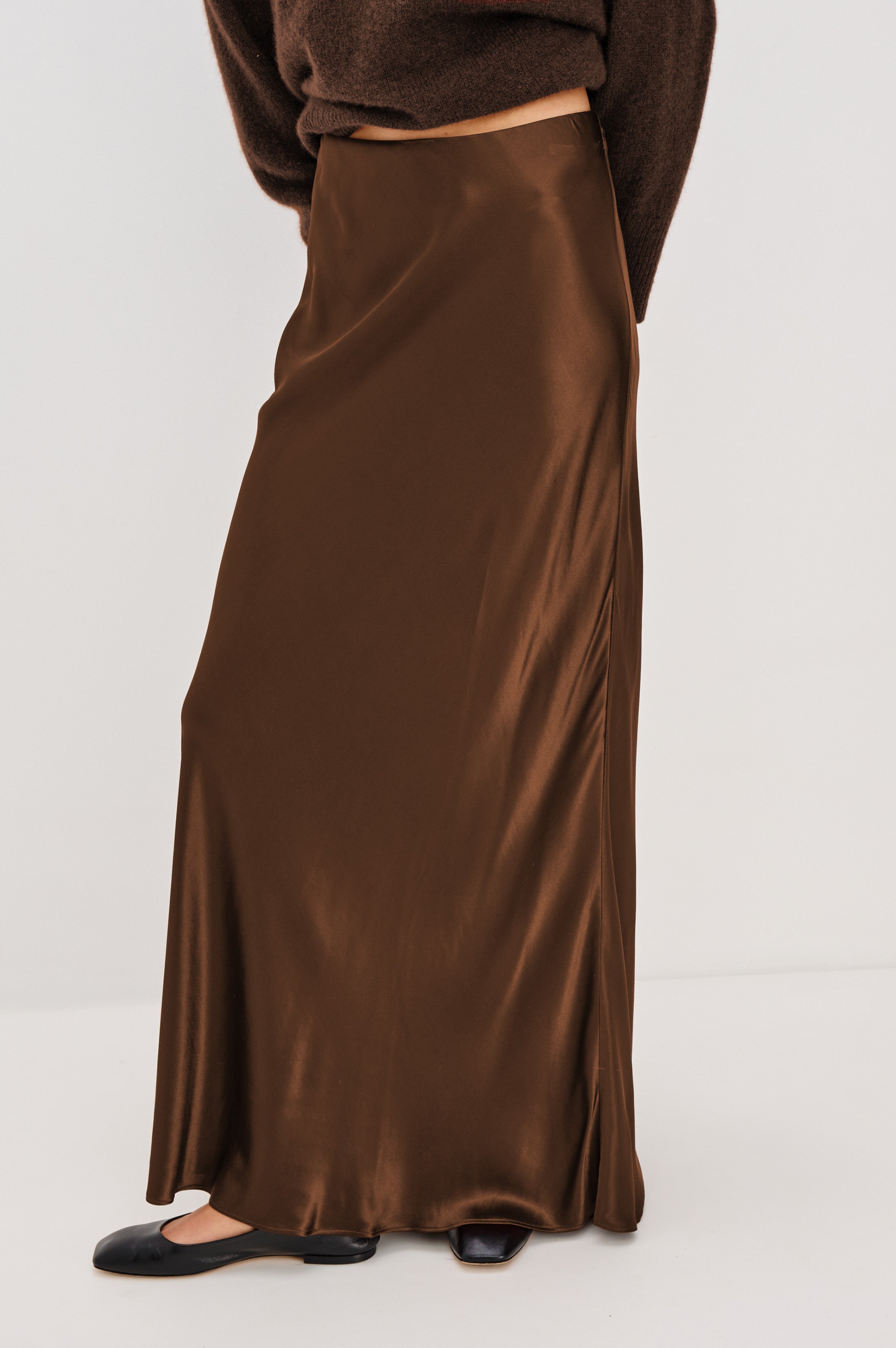 Espresso Romina Satin Maxi Skirt