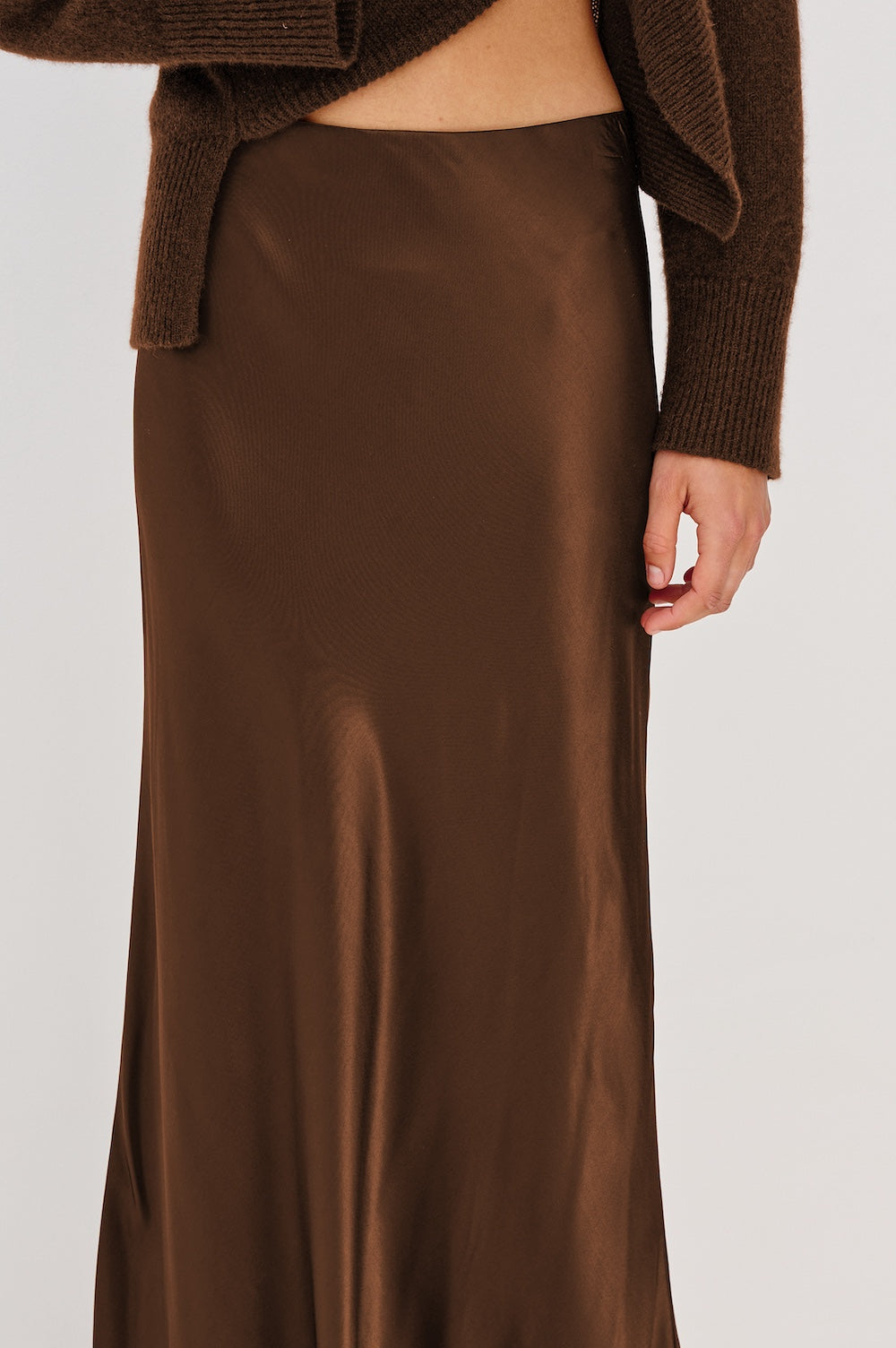 Espresso Romina Satin Maxi Skirt