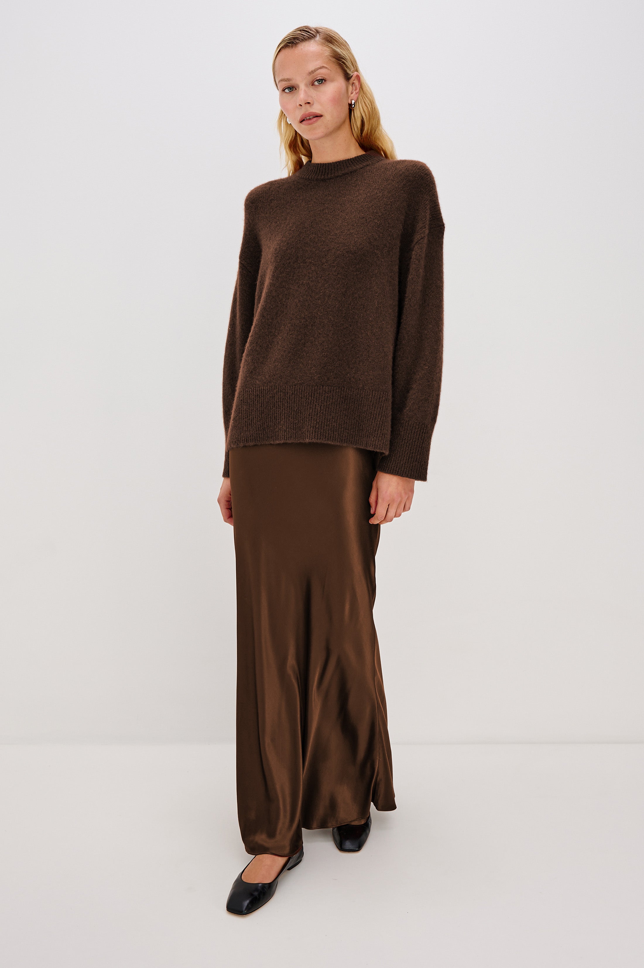 Espresso Romina Satin Maxi Skirt