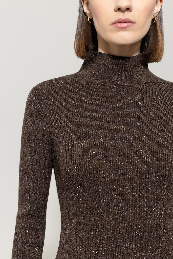 Espresso Shimmering Turtleneck Sweater