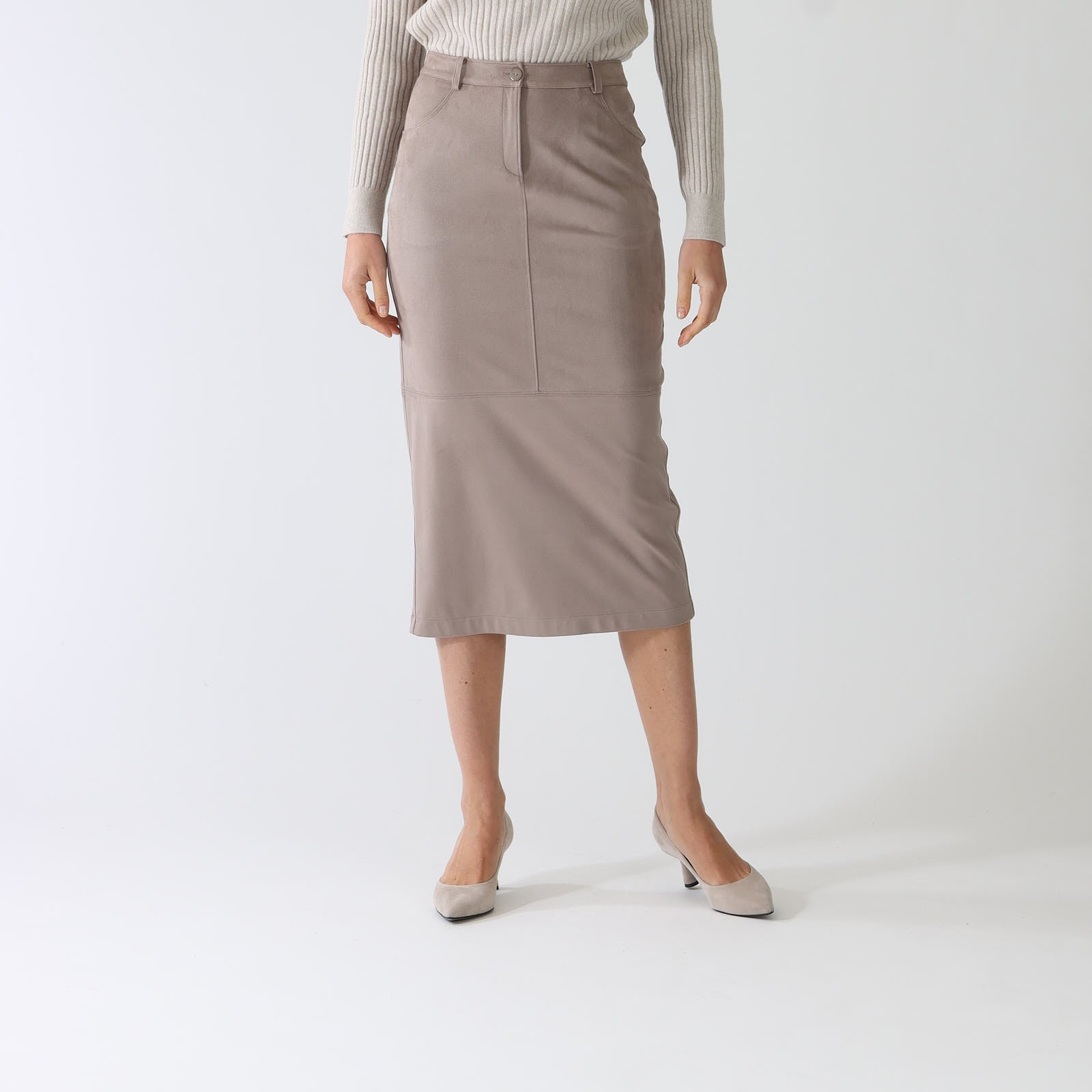 Fango Faux Suede Midi Skirt