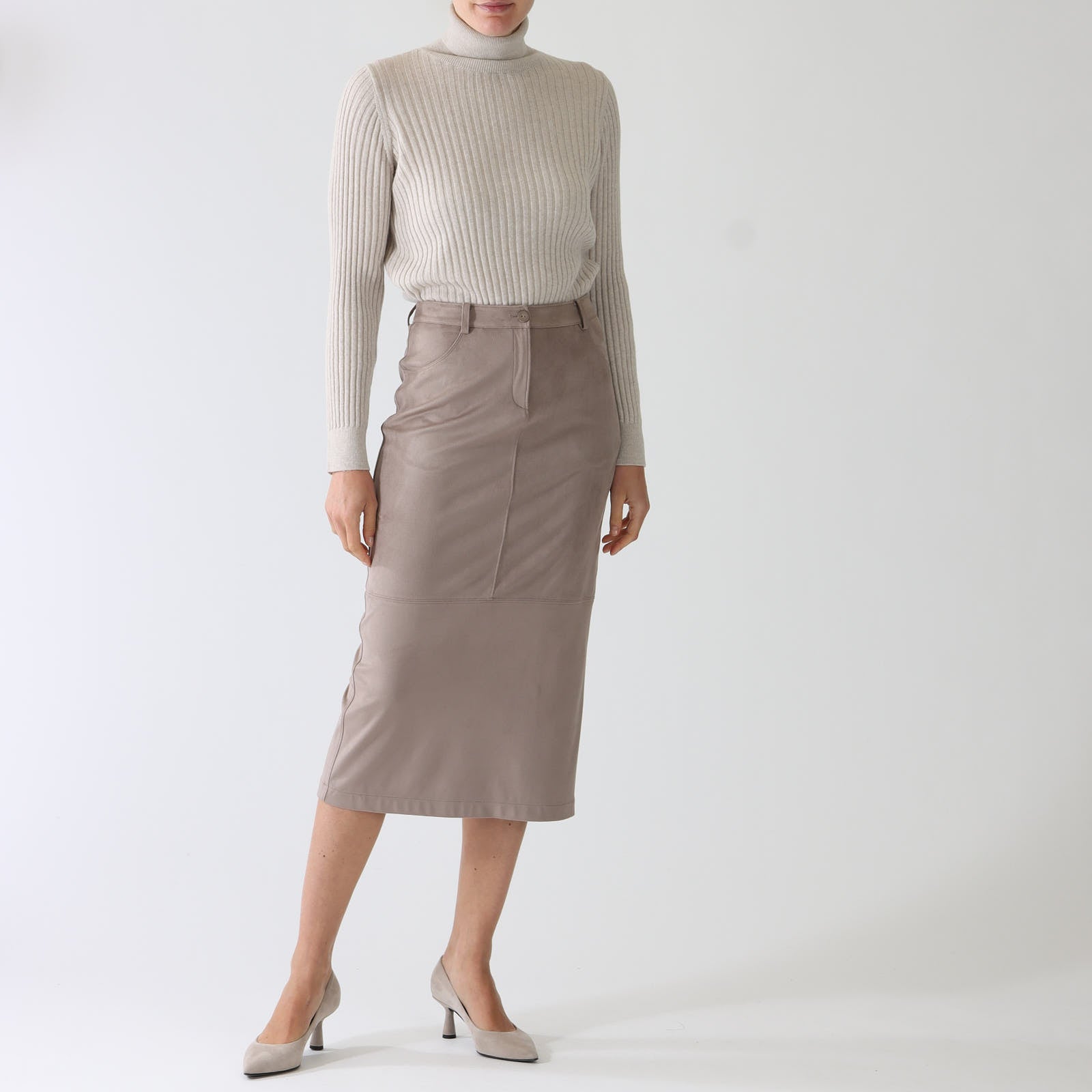 Fango Faux Suede Midi Skirt