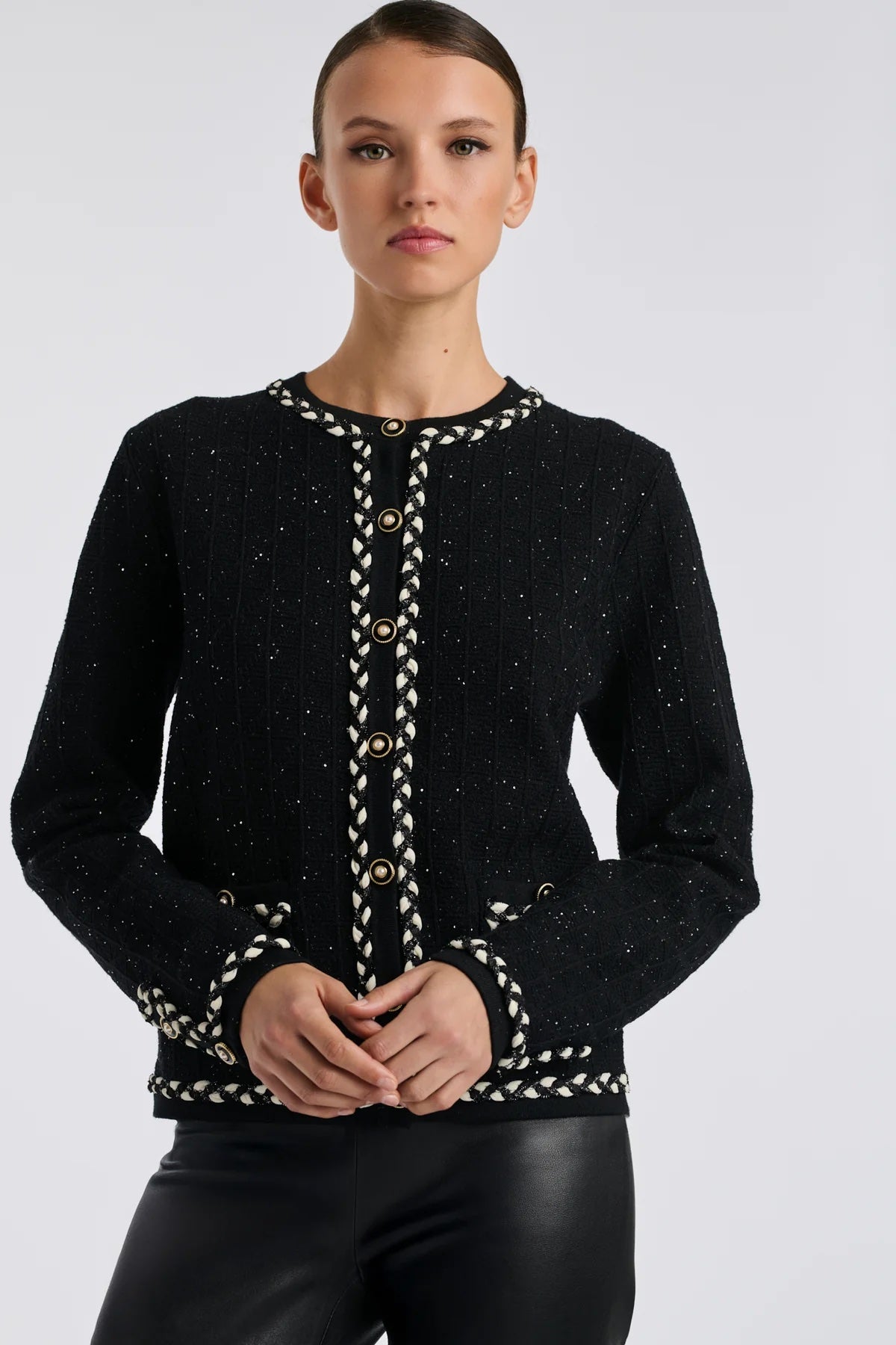 Farrell Noir Sparkling Tweed Cardigan