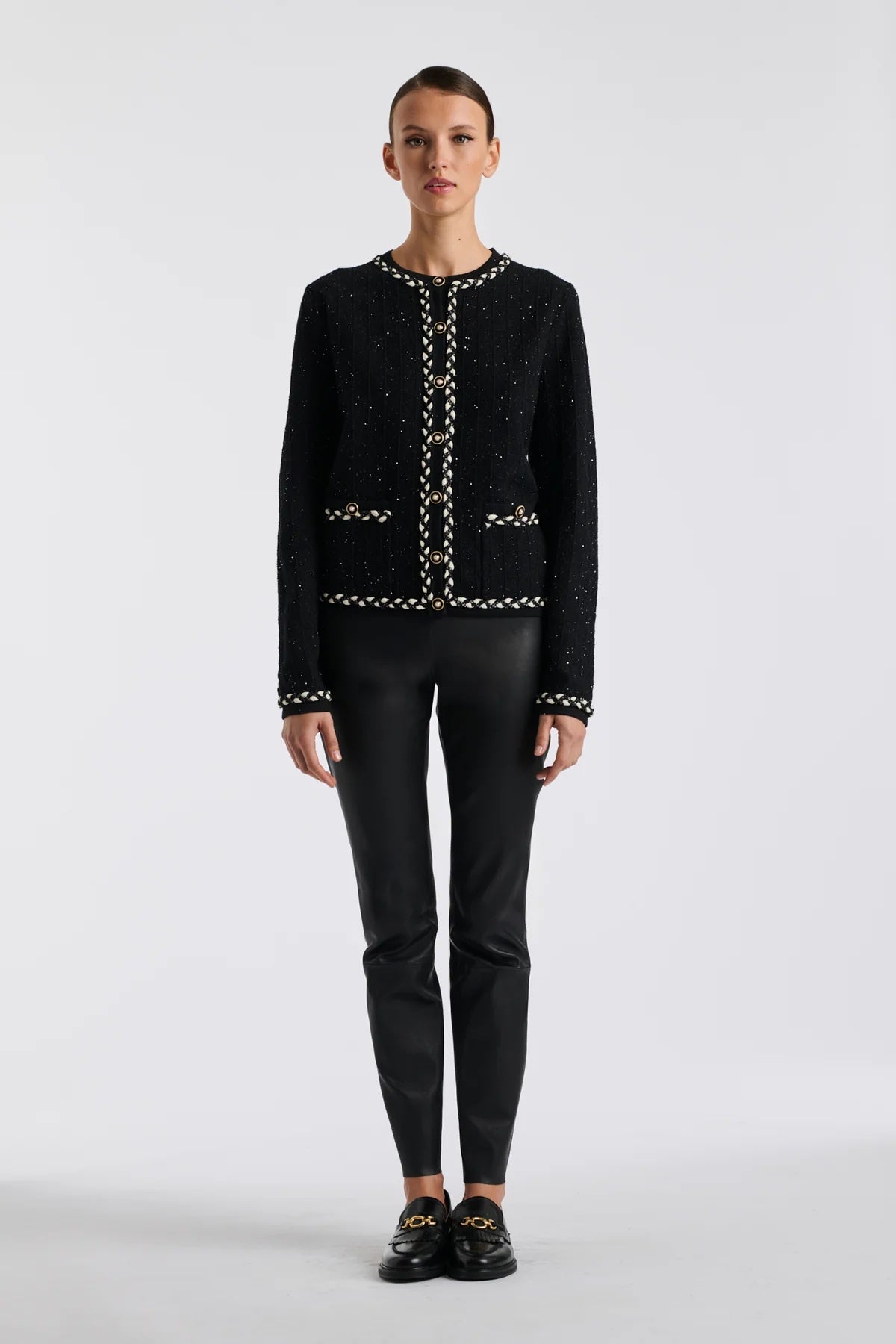 Farrell Noir Sparkling Tweed Cardigan