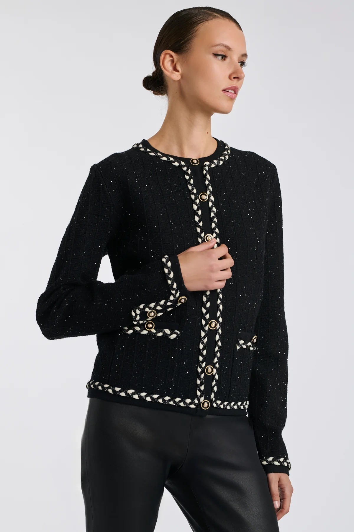 Farrell Noir Sparkling Tweed Cardigan
