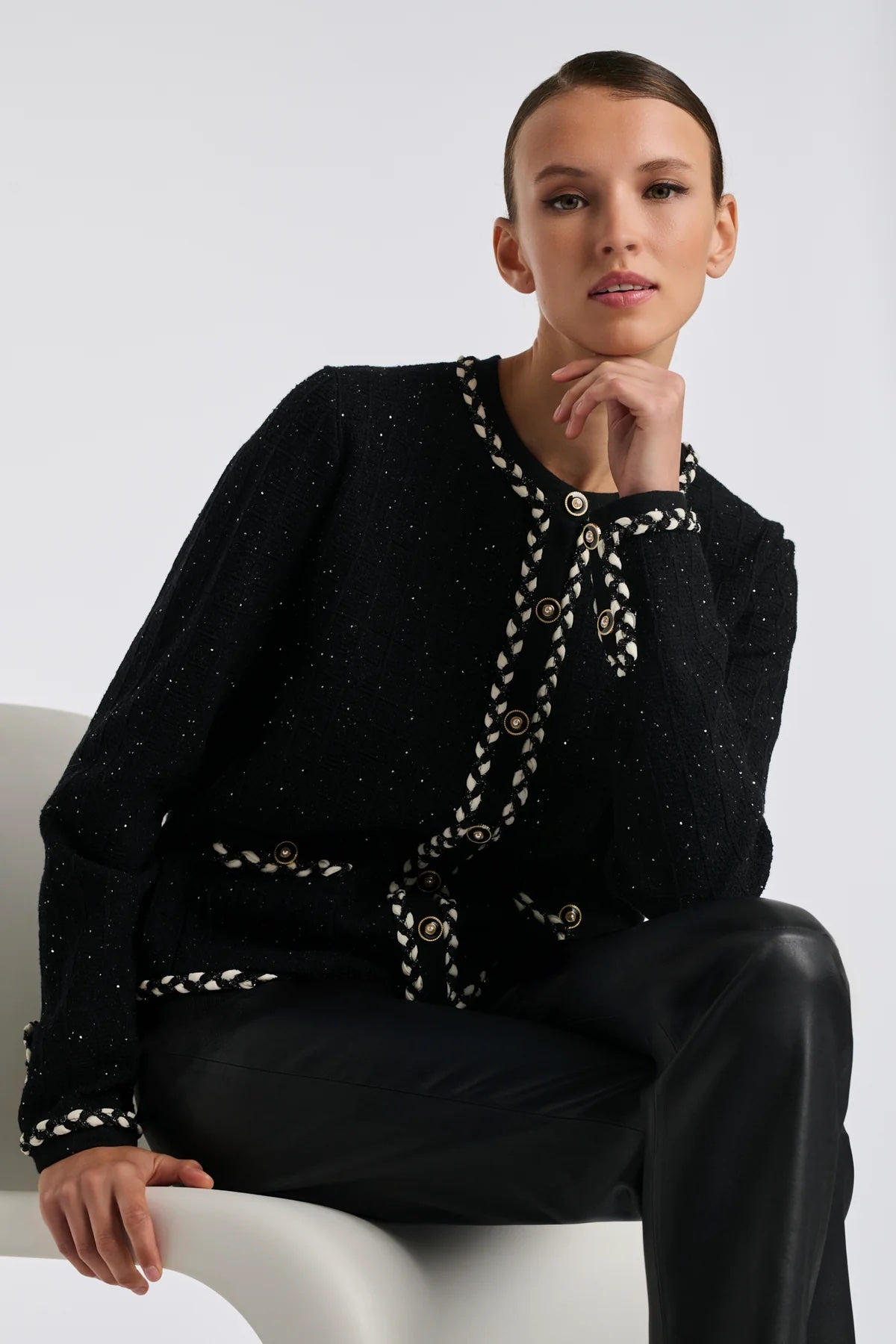 Farrell Noir Sparkling Tweed Cardigan