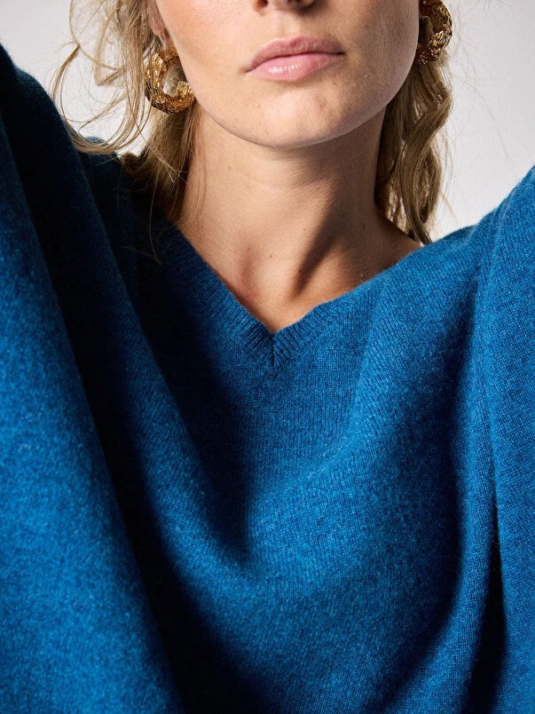 Faustine Celeste Cashmere Poncho Sweater