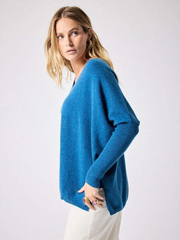 Faustine Celeste Cashmere Poncho Sweater