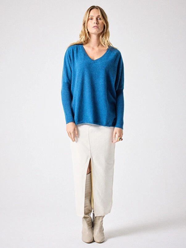 Faustine Celeste Cashmere Poncho Sweater