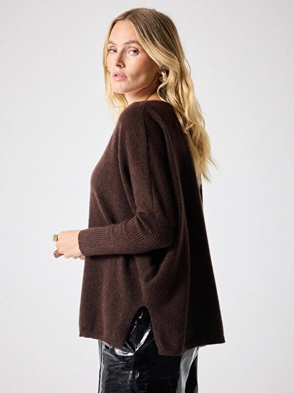 Faustine Moka Cashmere Poncho Sweater