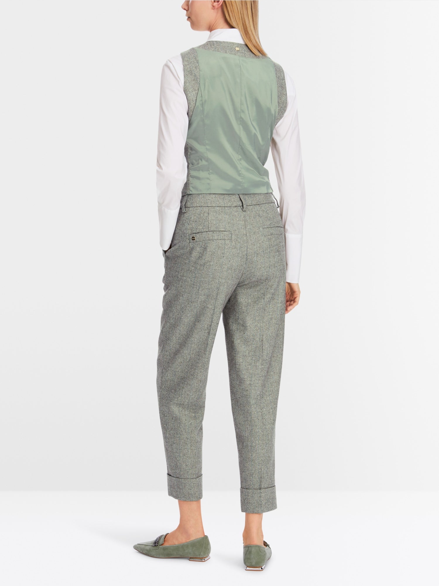 Frozen Sage Fordon Herringbone Turn-Up Pants