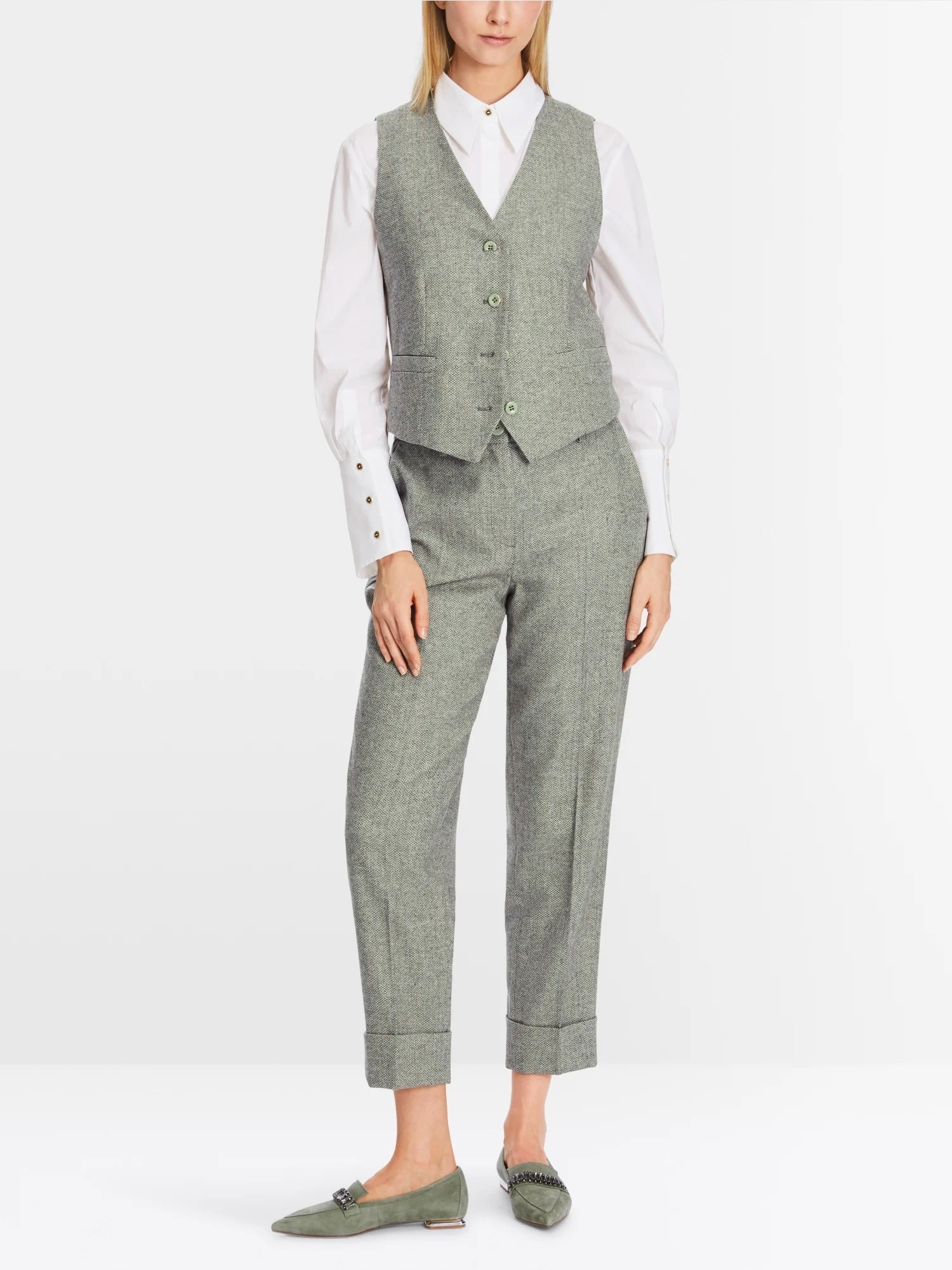 Frozen Sage Fordon Herringbone Turn-Up Pants