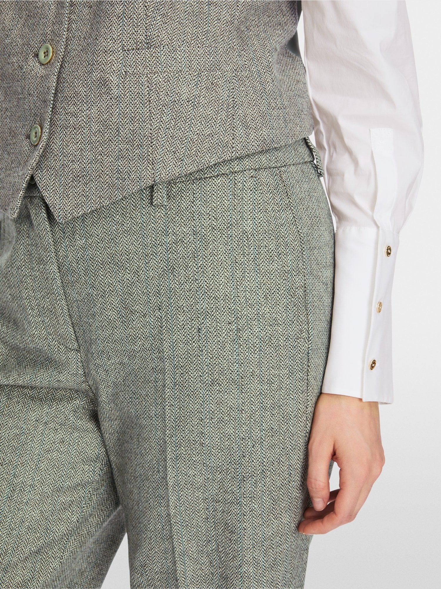 Frozen Sage Fordon Herringbone Turn-Up Pants