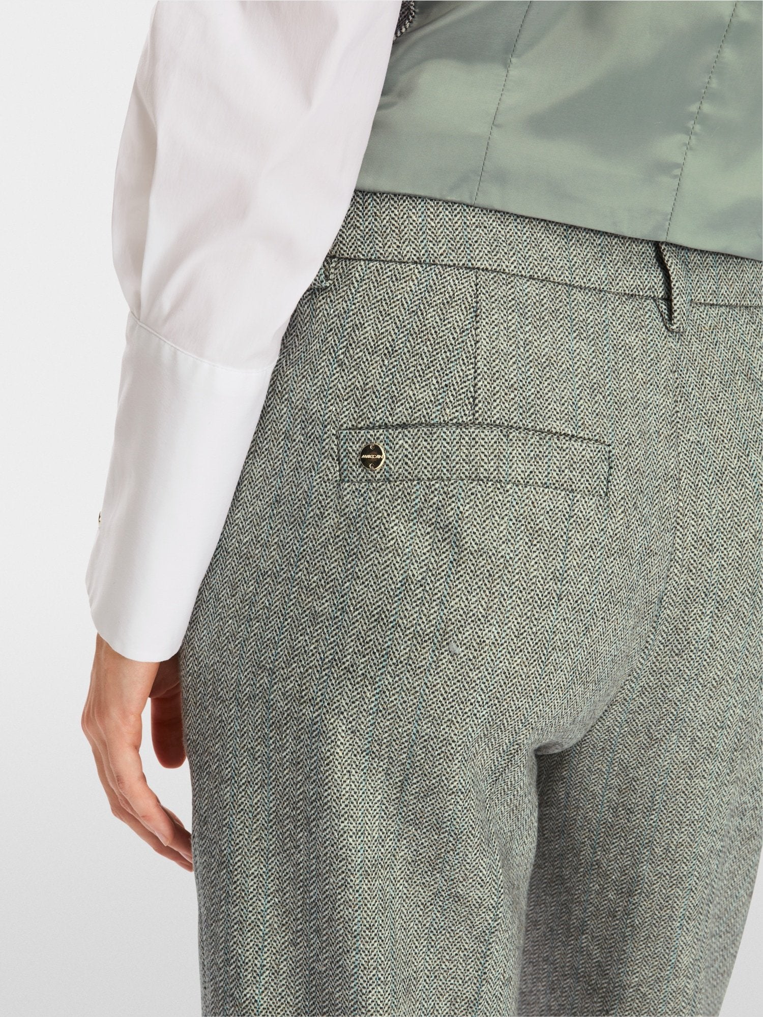 Frozen Sage Fordon Herringbone Turn-Up Pants