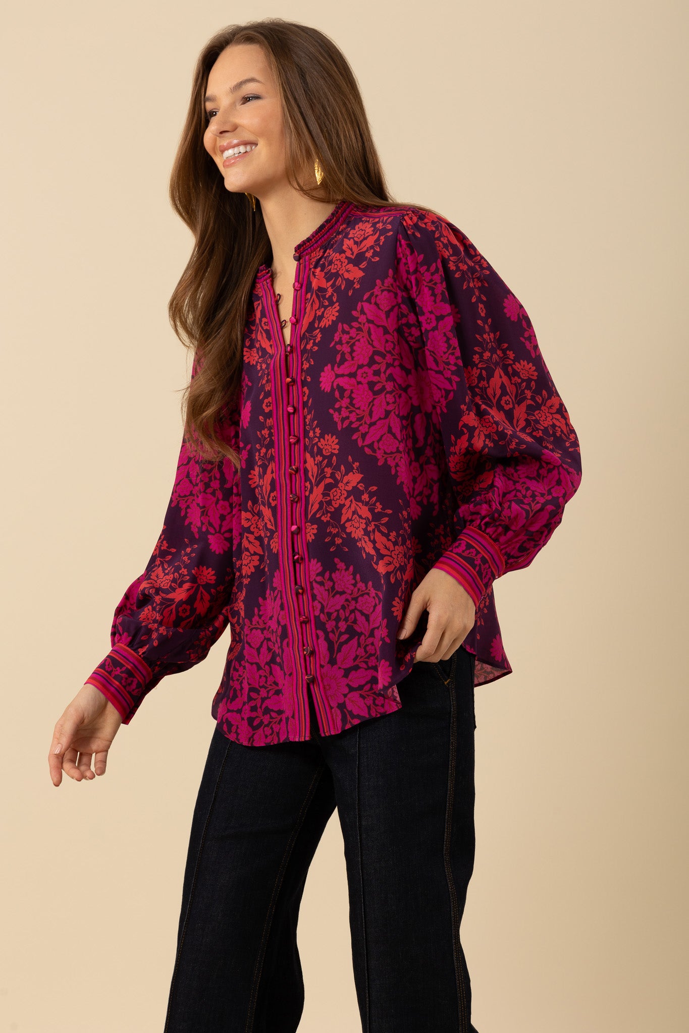 Fuchsia Mylah Silk Blouse