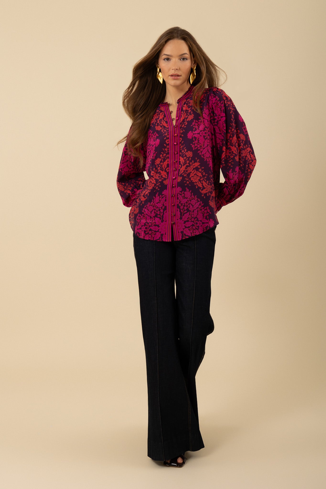 Fuchsia Mylah Silk Blouse