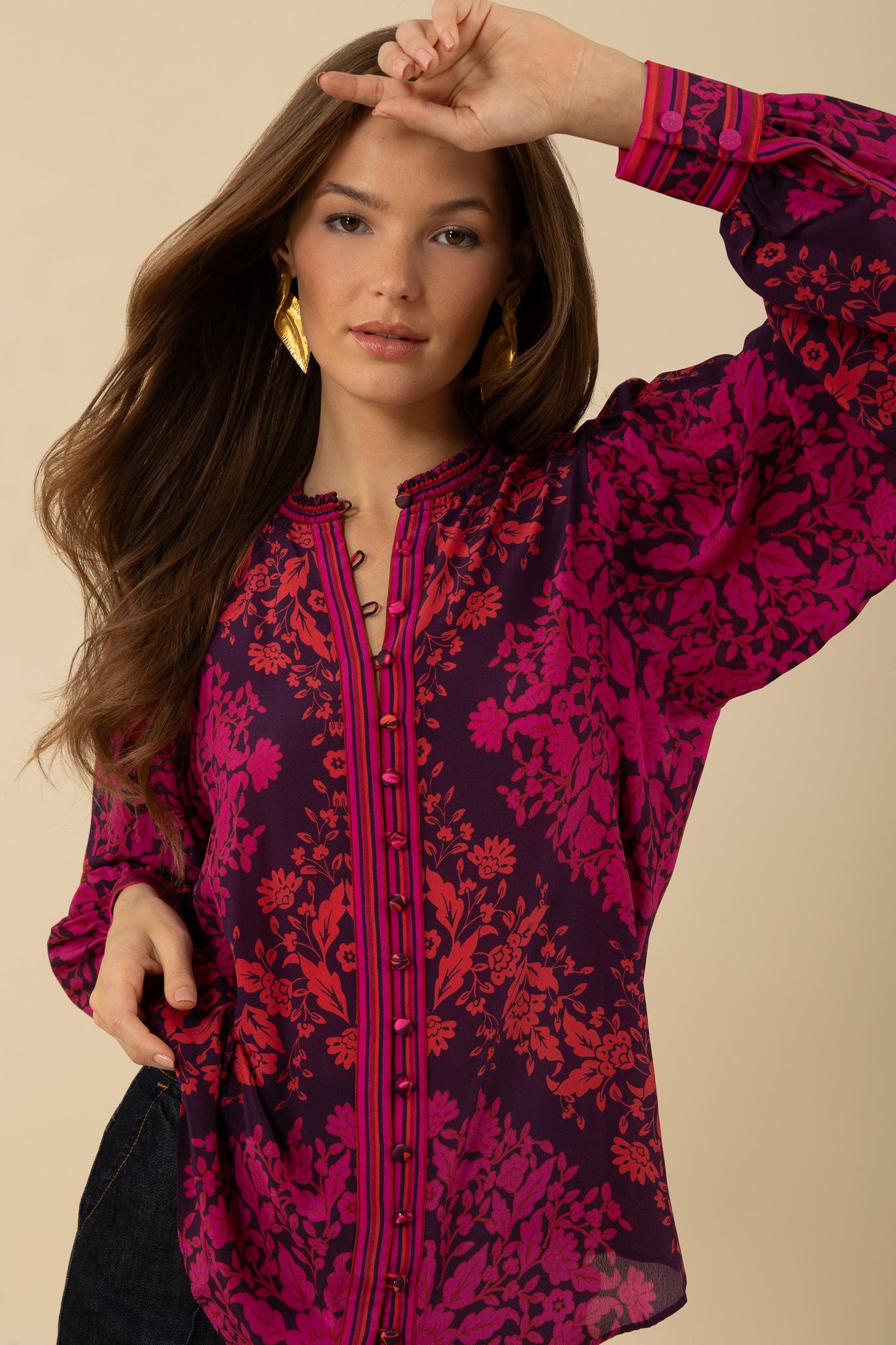 Fuchsia Mylah Silk Blouse