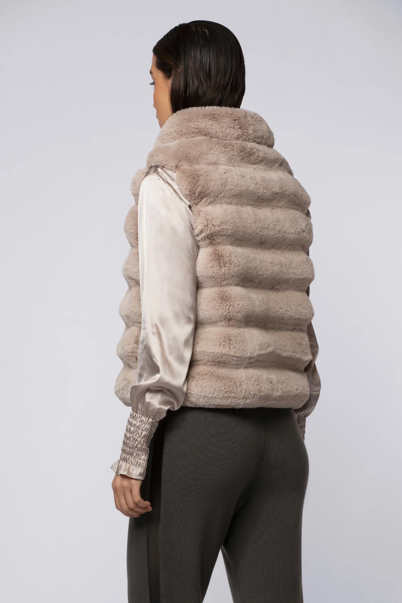 Gamby Taupe Faux Fur Reversible Gilet