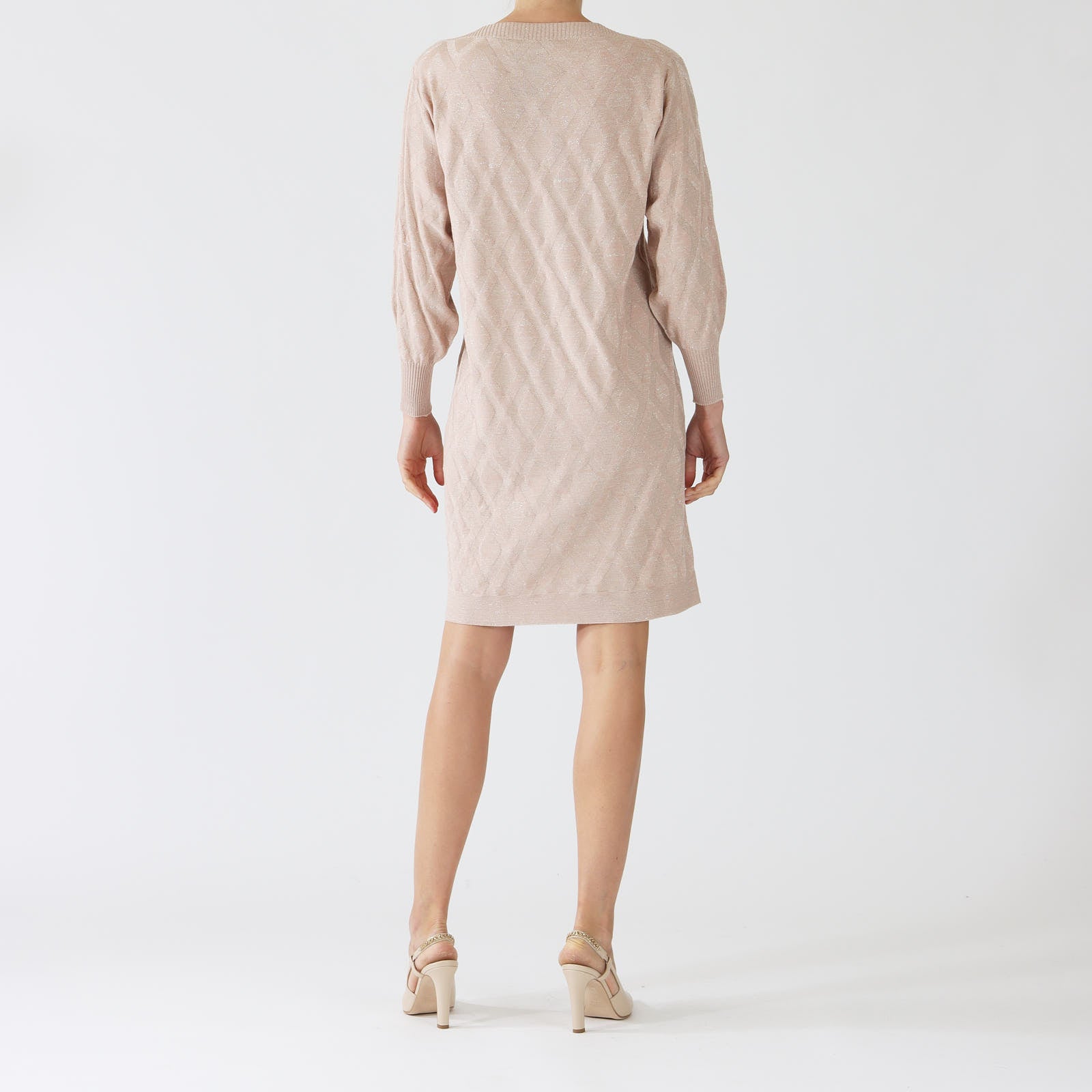 Gloss Lurex Diamond Knit Knee Length Dress