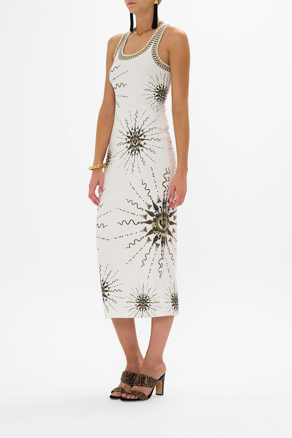 Goddess Energy Jersey Scoop Neck Midi Dress