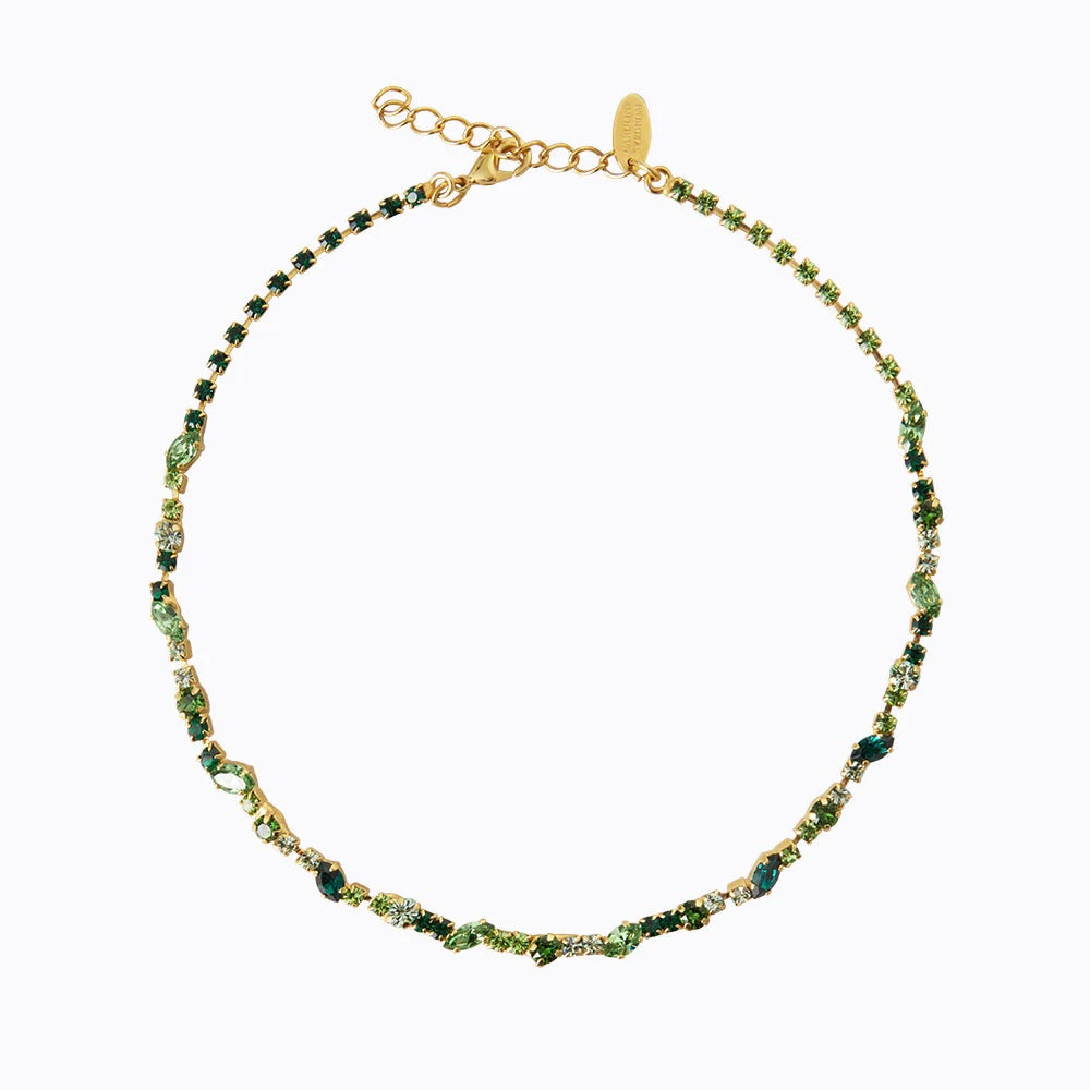Gold Antonia Green Combo Crystal Necklace