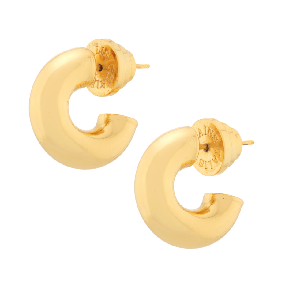 Gold Chubby Donut Huggie Earrings