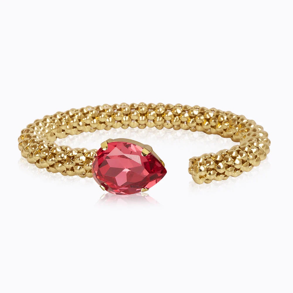 Gold Classic Rope Mulberry Red Crystal Bracelet