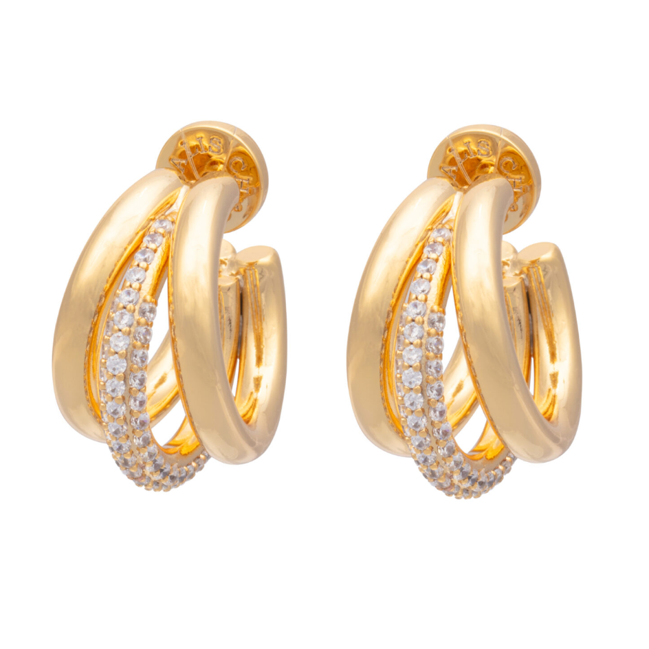 Gold Claw Cubic Zirconia Earrings