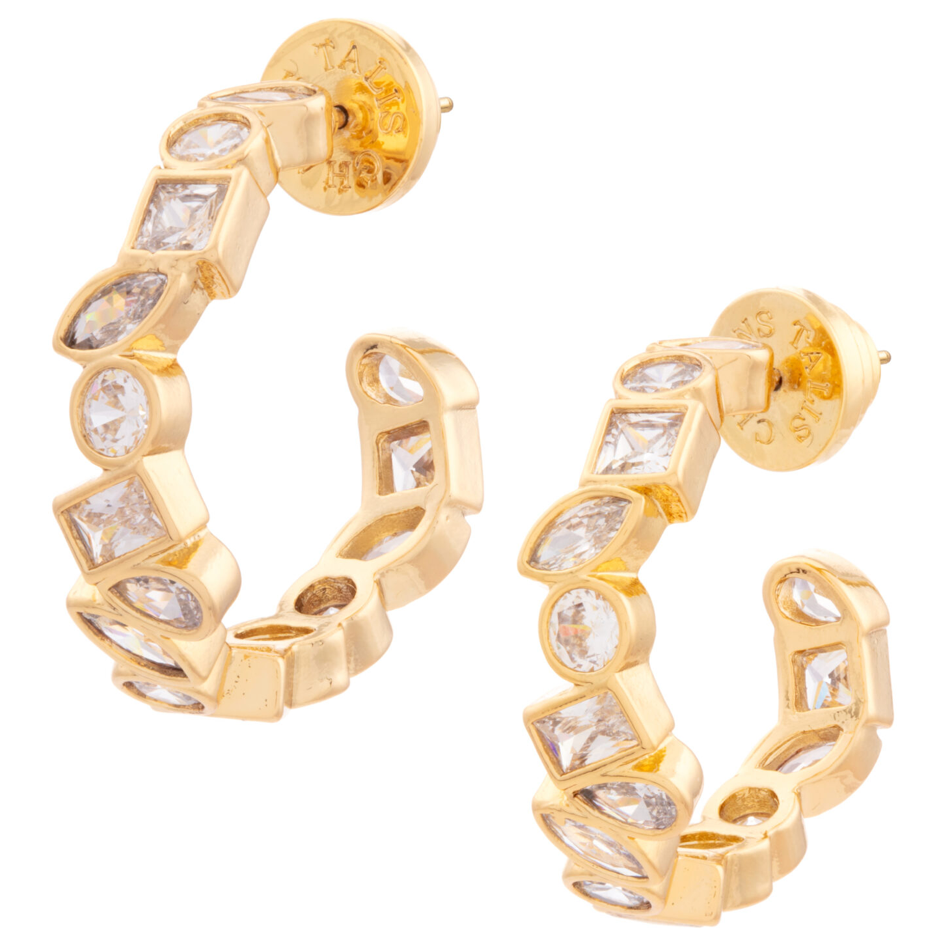 Gold Deconstructed Cubic Zirconia Hoop Earrings